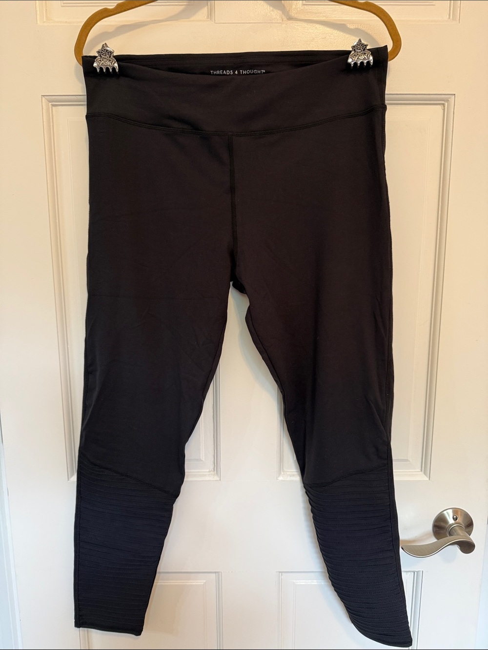 Threads 4 Thought Black Ribbed-Knee High-Rise Leggings - 1X